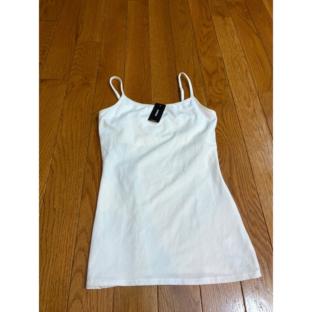 Express Bra Cami White XS NWT Adjustable Straps Built-in Shelf Bra Tank Top